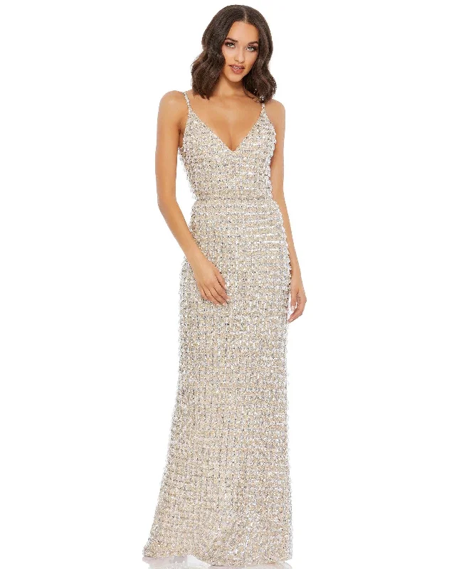 Bodycon dress for a music festival​Mac Duggal 5394 Long Spaghetti Strap Prom Gown
