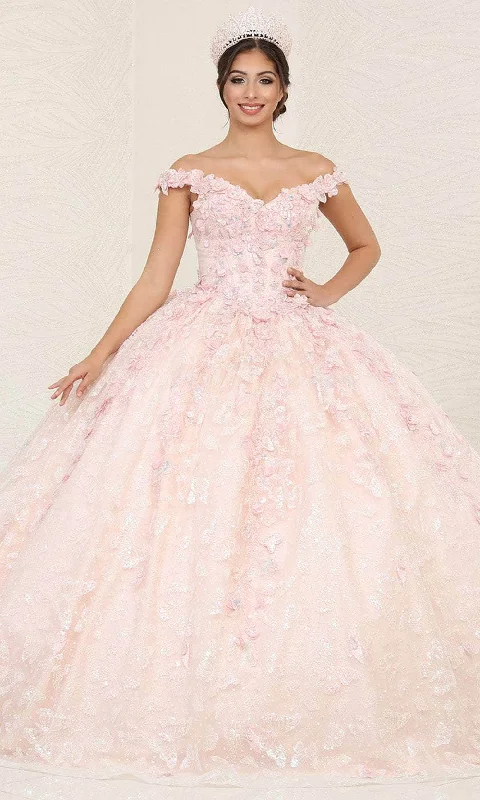 Cathedral train wedding dresses for a grand entrance​May Queen LK259 - Floral Accented Ballgown
