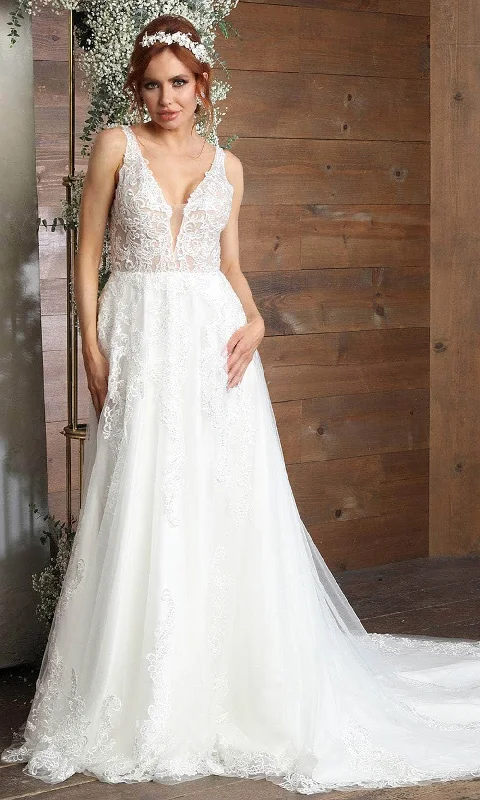 Plus - size wedding dresses with a flattering fit​May Queen RQ8098 - Sleeveless Applique Bridal Gown
