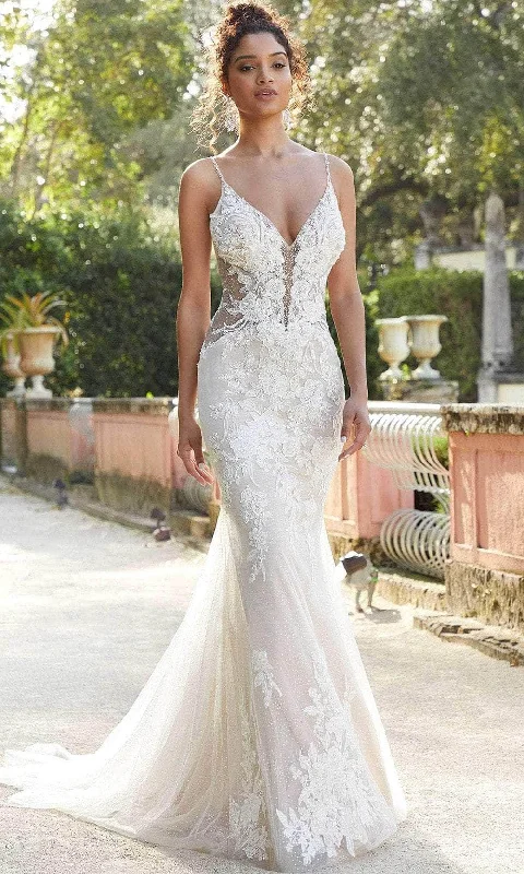 Plus - size wedding dresses with a flattering fit​Mori Lee Bridal 2467 - Illusion Deep V-Neck Bridal Dress