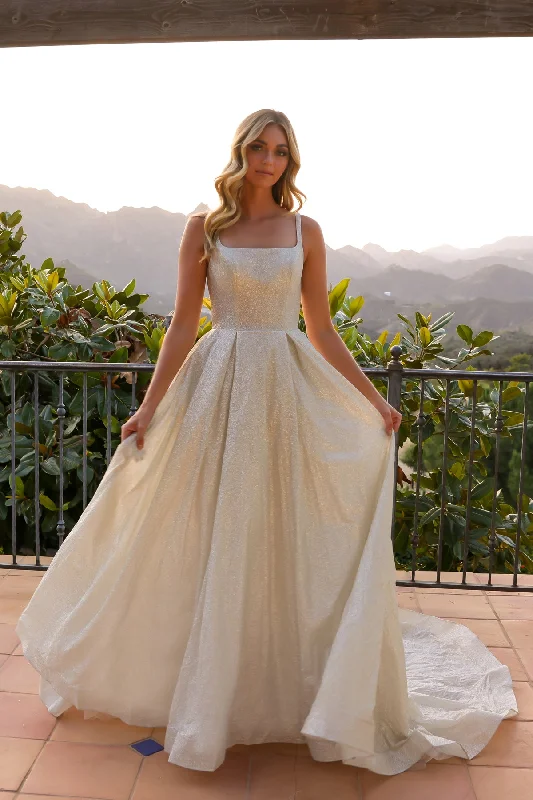 Sequined wedding dresses for a glamorous look​Nox Anabel JE1003 Long Glitter Ball Gown A Line Wedding Dress