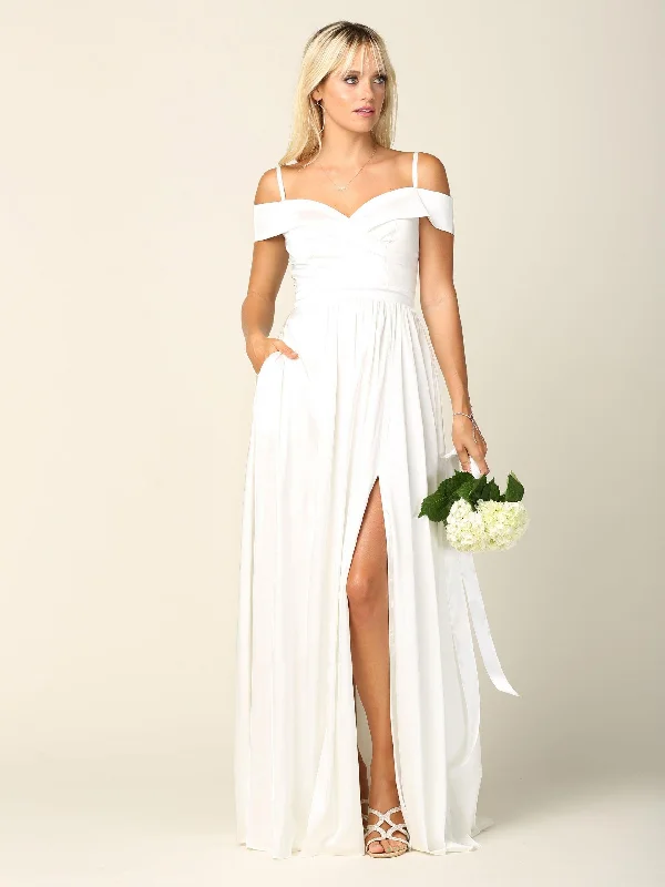 Off White 4XL Simple Wedding Dress Long Off Shoulder Sale