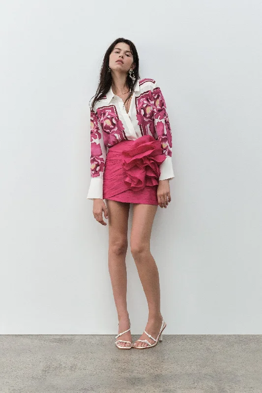 Polka - dot - printed wedding guest dresses with short sleevesPotion Spiral Mini Skirt