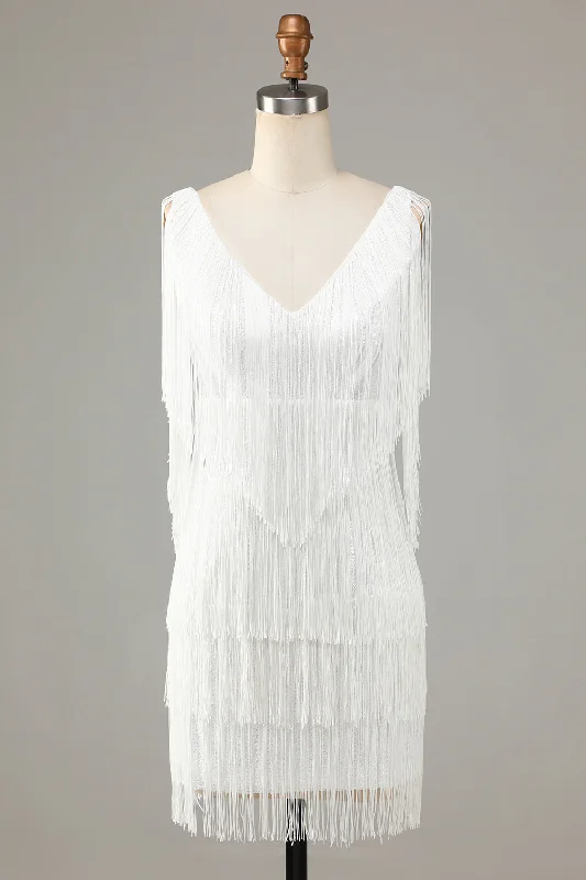 Wrap - Style Women Dress with Adjustable Fit for All Body TypesPretty V-Neck Cross Back Mini Homecoming Dress With Tassel