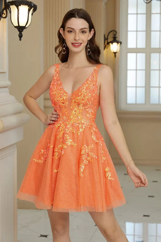 Long - Sleeve Women Dress in Velvet for a Luxurious Winter LookOrange A Line Glitter Homecoming Dress with Sequins