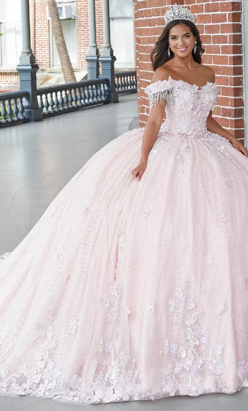 Quinceanera Collection 26051 - Fringe Off Shoulder Glittered Ballgown