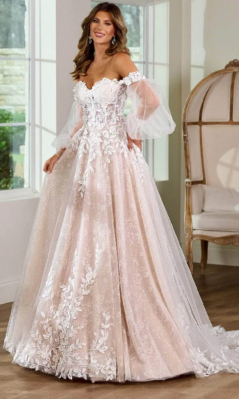 Boho - inspired wedding dresses with floral embroidery​Rachel Allan Bridal RB4189 - Embroidered Sleeveless Wedding Gown