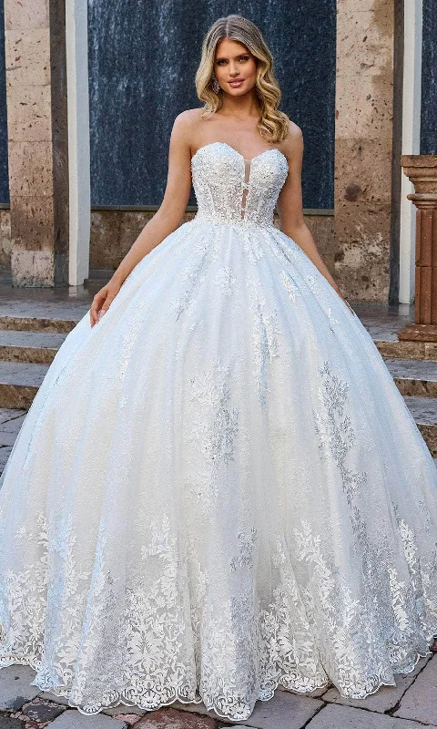 Chiffon and tulle combination wedding dresses​Rachel Allan Bridal RB6154 - Sweetheart Embroidered Bridal Gown