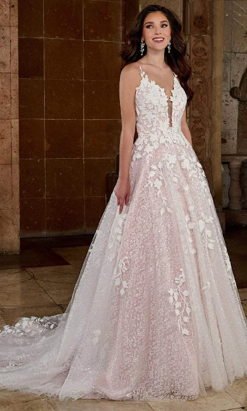 Boho - inspired wedding dresses with floral embroidery​Rachel Allan RB3197 - Sheer Back A-Line Bridal Gown
