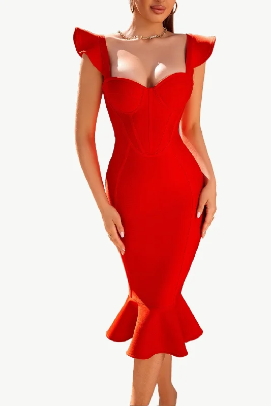 Maxi Women Dress with Floral Print for a Bohemian VibeRed Sweetheart Mermaid Midi Corset Cocktail Dress