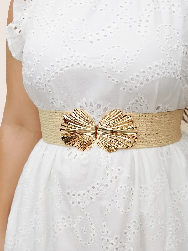 Party dresses with a mermaid silhouette for a figure - hugging fit​Shell Metal Buckle Detail Elastic Weave Belt