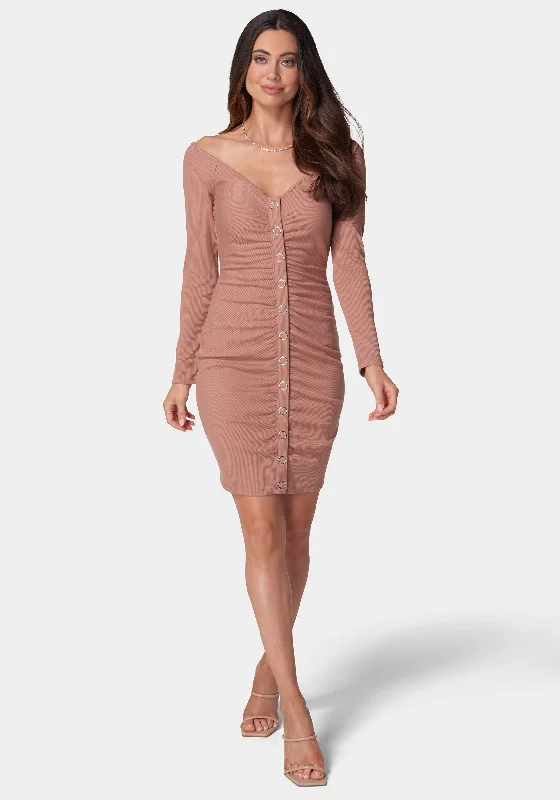 Snap Rib Knit Jersey Dress