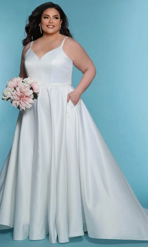 Cathedral train wedding dresses for a grand entrance​Sydney's Closet Bridal SC5313 - Satin Sleeveless Bridal Gown