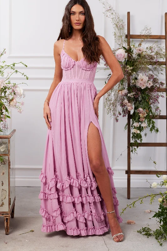 Wedding dresses with a ruched bodice for a textured lookThe Carmen Dress in Mauve Mist