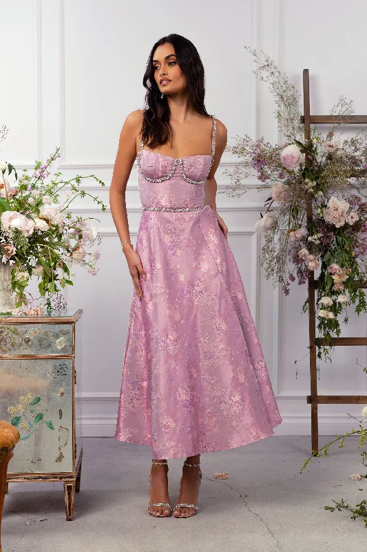 Empire - line wedding dresses with a ruffled skirt​The Cora Dress in Orchid Haze Windsor - FINAL SALE