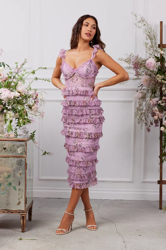 The Fiorenza Dress in Lilac Tapestry Rose