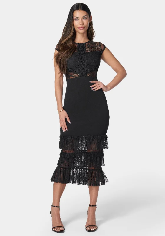 Mini bodycon dress for a night out on the town​Tiered Lace Midi Dress