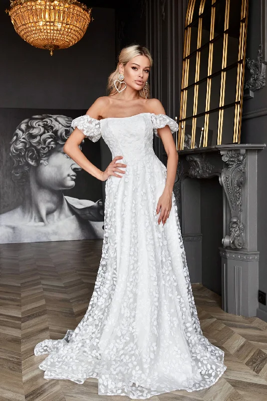 Empire waist wedding dresses with beaded bodices​Tina Holly TK023W Long Glitter Sequin A Line Wedding Dress