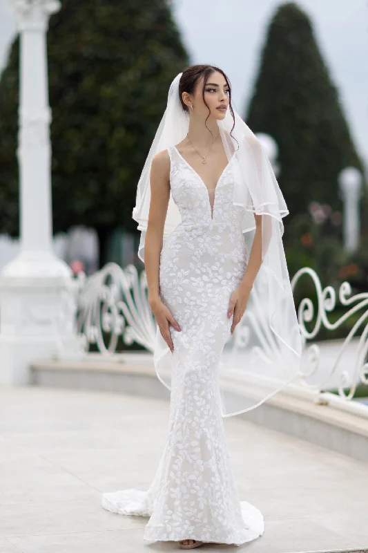 High - low hem wedding dresses for a trendy twist​Tina Holly TW108 Long Fitted Bridal Gown Sequin Mermaid Wedding Dress