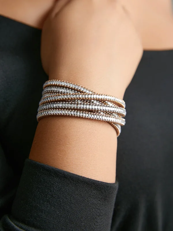 Party dresses with a peplum waist for a feminine and flattering silhouette​Twist Cubic Zirconia Cuff Bangle Bracelet