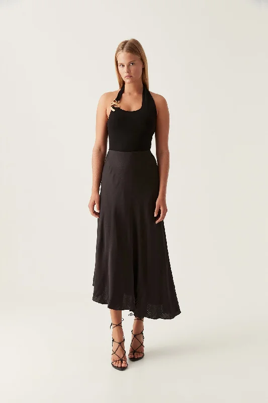 Velvet - trimmed wedding guest dresses in burgundy for a formal eventValeria Asymmetric Midi Skirt