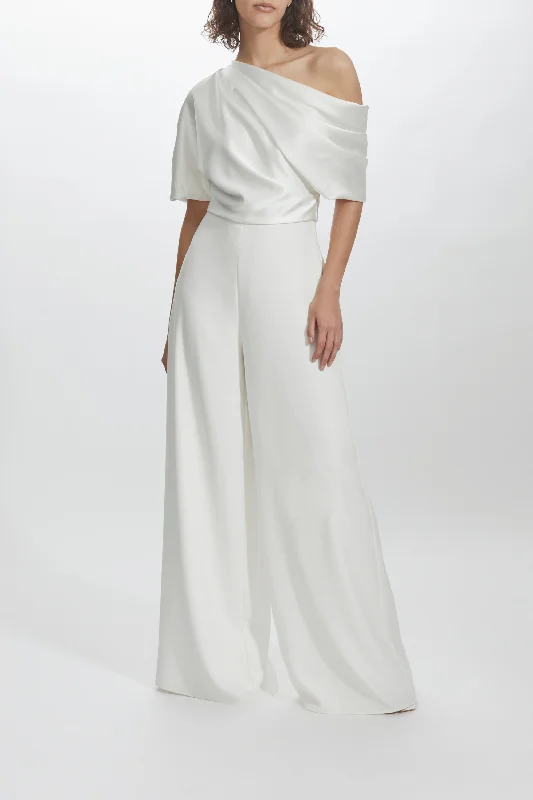 Formal dresses with wrap - around styles and beaded belts for a customized fitDraped Bodice Jumpsuit