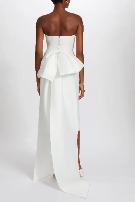 Formal dresses with ruffled skirts and bow accents for a charming prom appearanceMikado Oversized Bow Dress