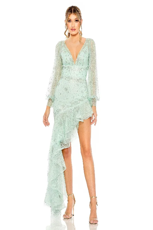 Prom dresses with geometric - cutout sleeves and flowing chiffon fabrics for a modern and airy lookMac Duggal 50744