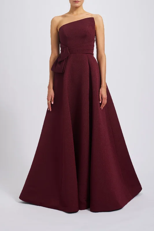 Faille Gown with Asymmetric Bodice