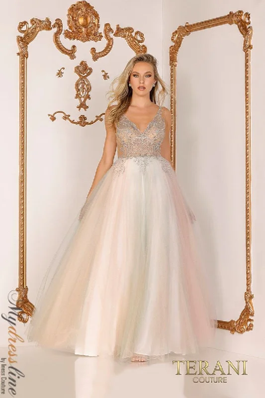 Formal dresses with halter necks and lace - up backs for a stylish promTerani Couture 2011P1012