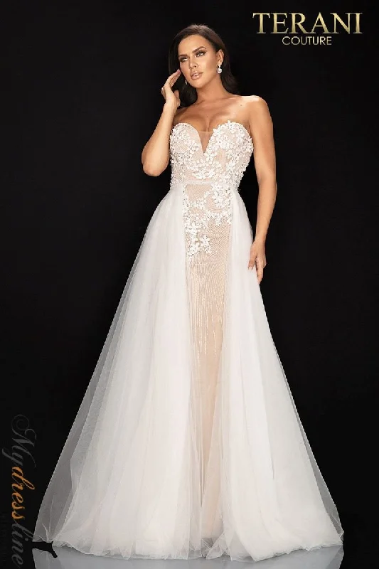 Tea - length formal dresses with lace trim for a semi - formal promTerani Couture 2011P1055