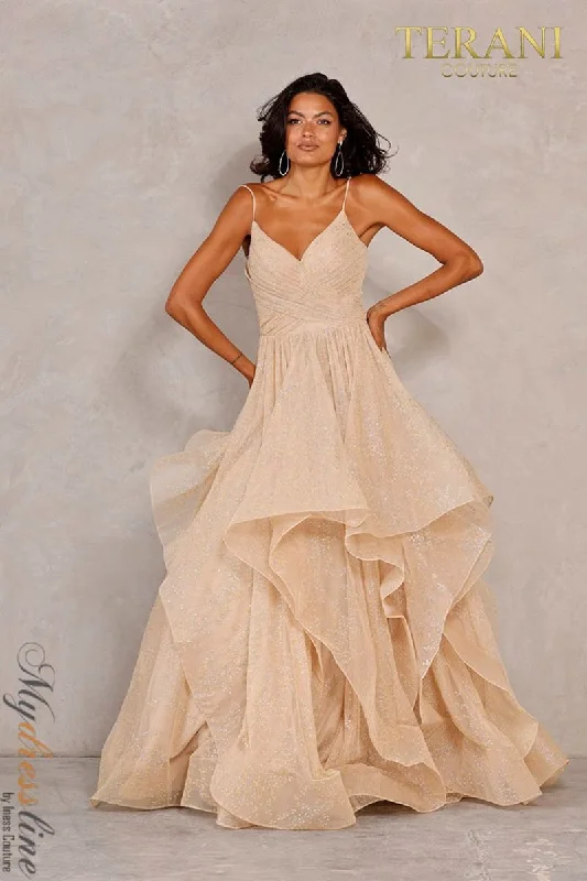 Formal dresses with empire waists and organza overlays for a feminine lookTerani Couture 2011P1218