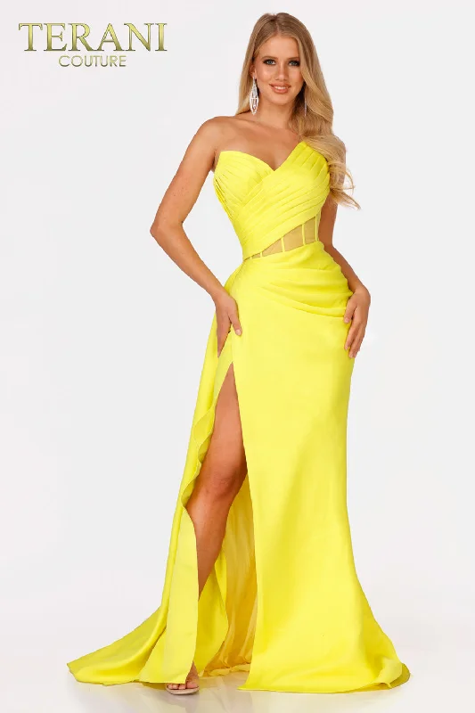 Prom dresses with tiered lace skirts and off - the - shoulder necklines for a feminine and elegant formal affairTerani Couture 2111P4020