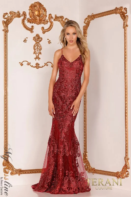 Prom dresses with metallic - colored fabrics and beaded embroidery for a glamorous promTerani Couture 2215P0029